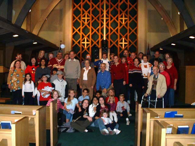 Hanging of the Greens helpers in Sanctuary